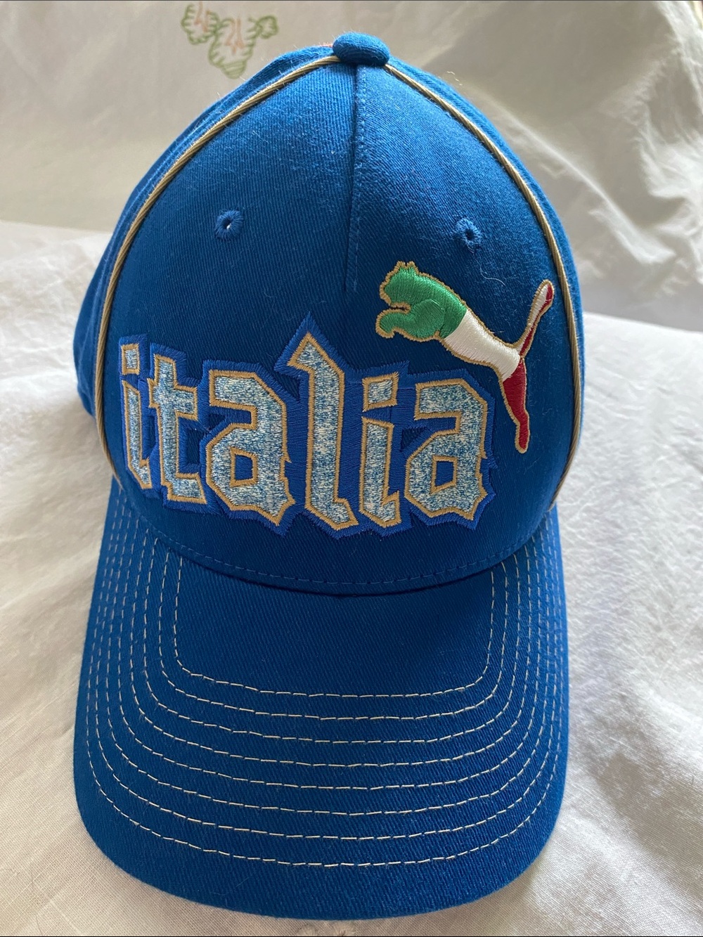 Puma Blue ITALIA Embroidered Baseball Cap with Tricolor Logo unisex
